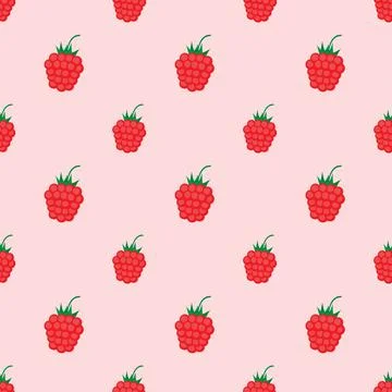 Seamless pattern with raspberry. Vector illustration. Stock Illustration