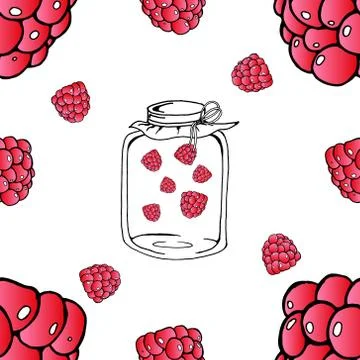 Seamless pattern from raspberry. Vector of a seamless  pattern raspberry. Han Stockillustratie