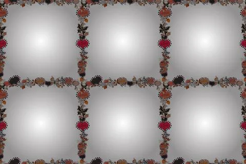 Seamless pattern. Raster element template. Frame doodle. Illustration in gray, w Stock Illustration