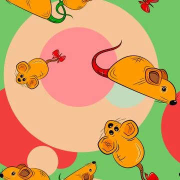 Seamless Pattern with rats and mice. Vector illustration. Stock Illustration