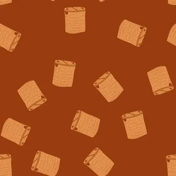 Seamless pattern rattan wicker laundry basket cartoon vector Illustrazione stock