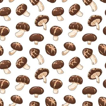 Seamless pattern of raw healthy shiitake mushroom Stock Illustration