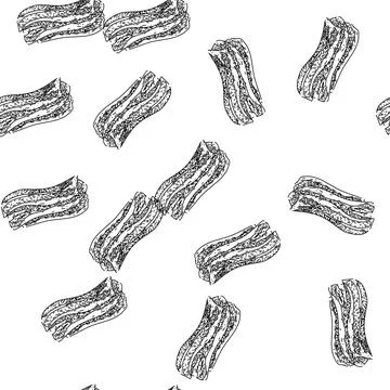 Seamless pattern raw meat sketch hand drawn Stock Illustration