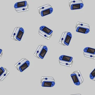 Seamless pattern reading pulse oximeter cartoon vector Illustrazione stock