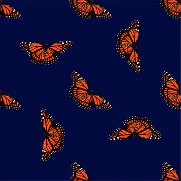 Seamless pattern of realistic butterflies. vector illustration Stock Illustration