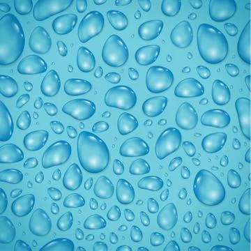 Seamless pattern with realistic drops on blue Stock Illustration