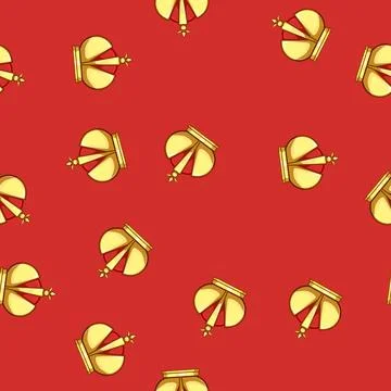 Seamless pattern realistic golden crown cartoon vector Illustrazione stock