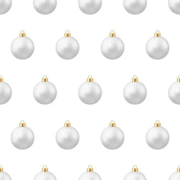 Seamless pattern of realistic golf ball Christmas ornaments for a sporty an.. Stock Illustration