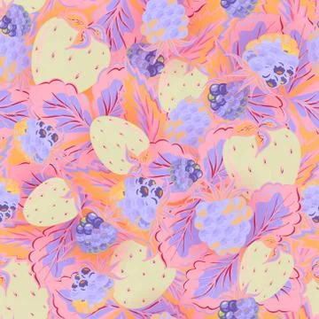 Seamless pattern of realistic image delicious ripe berries Stock Illustration