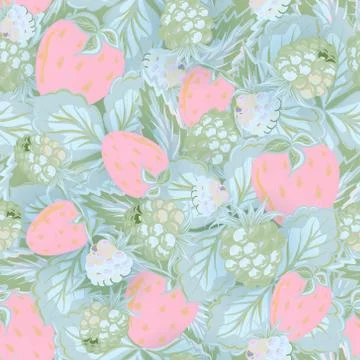 Seamless pattern of realistic image delicious ripe berries Stock Illustration