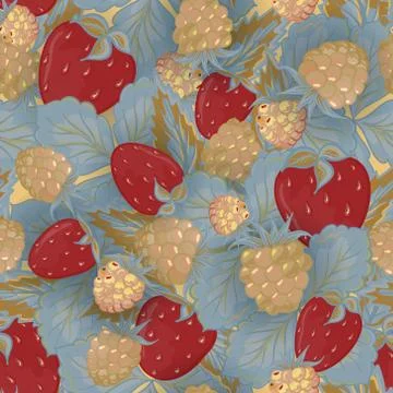 Seamless pattern of realistic image delicious ripe berries Stock Illustration