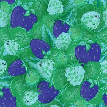 Seamless pattern of realistic image delicious ripe berries Stock Illustration