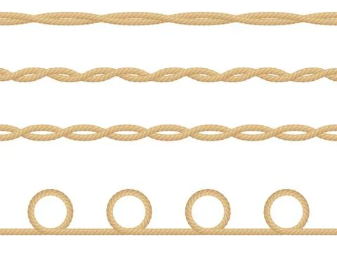 Seamless pattern of realistic nautical rope isolated on white. Texture for print Stock Illustration