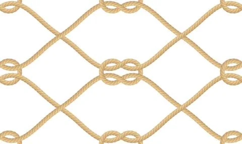 Seamless pattern of realistic nautical rope knot isolated on white. Texture for Stock Illustration