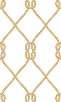 Seamless pattern of realistic nautical rope knot isolated on white. Texture for Stock Illustration