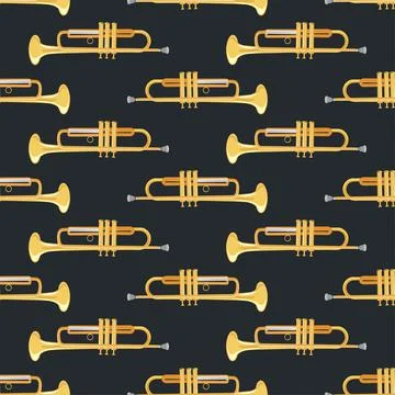 Seamless pattern of realistic pipe on dark background, classical musical Stock Illustration