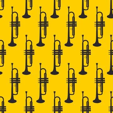 Seamless pattern of realistic pipe on yellow background, icon classical musical Stock Illustration
