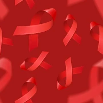 Seamless pattern with realistic red ribbons for WORLD AIDS HIV DAY Stock Illustration