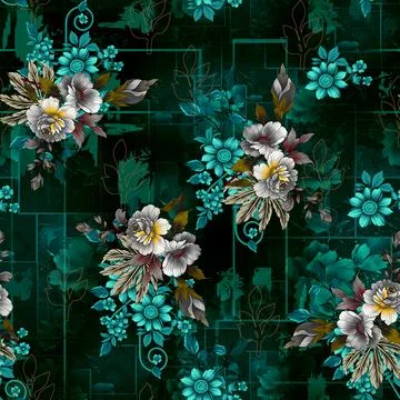 Seamless pattern of realistic rose flowers with tropical leaves. watercolor.. Stock Illustration