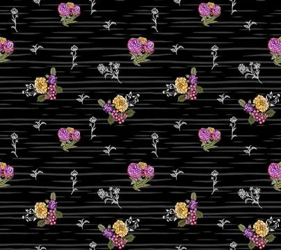 Seamless pattern of realistic rose flowers with tropical leaves. watercolor.. 스톡 일러스트