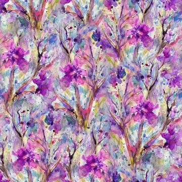 Seamless pattern of realistic rose flowers with tropical leaves. watercolor.. Stock Illustration