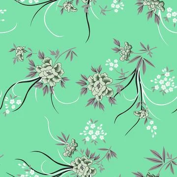 Seamless pattern of realistic rose flowers with tropical leaves. watercolor.. Ilustração Stock