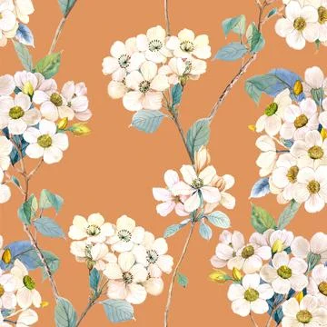 Seamless pattern of realistic rose flowers with tropical leaves. watercolor.. 스톡 일러스트