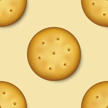 Seamless Pattern with Realistic Vector 3d Round Delicious Cookies Rustic Illustrazione stock