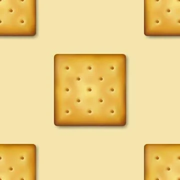 Seamless Pattern with Realistic Vector 3d Square Delicious Cookies Rustic Stock Illustration
