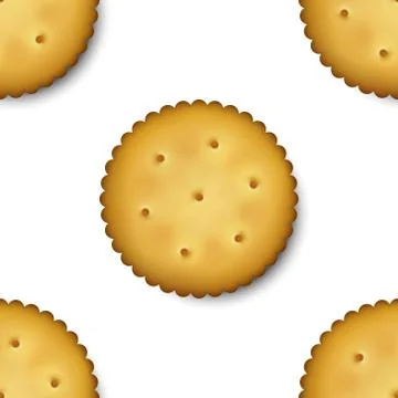 Seamless Pattern with Realistic Vector 3d Round Delicious Cookies Rustic Illustrazione stock