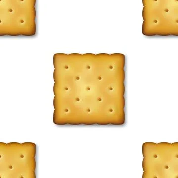Seamless Pattern with Realistic Vector 3d Square Delicious Cookies Rustic Stockillustratie
