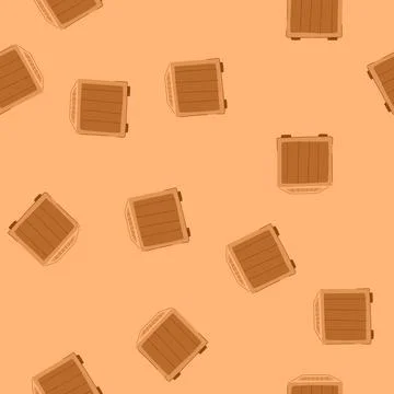 Seamless pattern realistic wooden crate cartoon vector イラスト素材