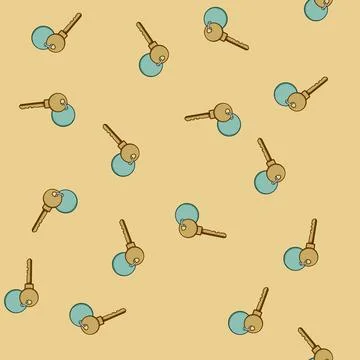 Seamless pattern reception door key hotel cartoon vector Stock Illustration