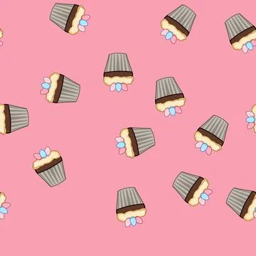 Seamless pattern recipe easter cupcake cartoon vector Stockillustratie