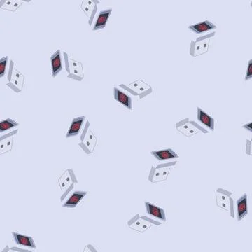 Seamless pattern recognition fingerprint scanner cartoon vector Stock Illustration