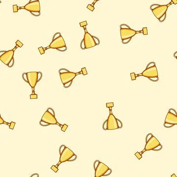 Seamless pattern recognition gold trophy cartoon vector Stock Illustration