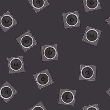 Seamless pattern recording studio sound monitor cartoon vector 스톡 일러스트