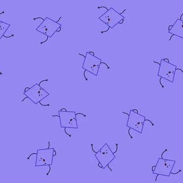 Seamless pattern rectangle geometric shape character cartoon vector 库存插图