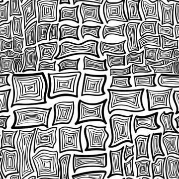 Seamless pattern with rectangles and squares. Fashion 80-90s. Black and white Stock Illustration