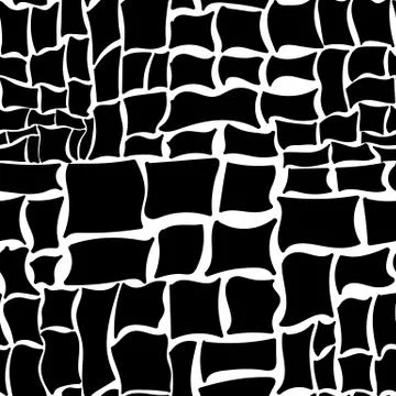 Seamless pattern with rectangles and squares. Fashion 80-90s. Black and white Stock Illustration