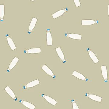Seamless pattern recycle milk bottle plastic cartoon vector Stock Illustration