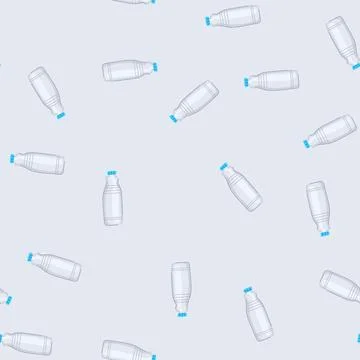 Seamless pattern recycle milk bottle plastic cartoon vector Stock Illustration