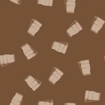 Seamless pattern recycle paper lunch bag cartoon vector Stock Illustration