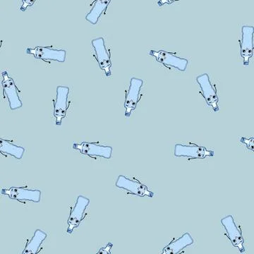 Seamless pattern recycle water eco character cartoon vector Stock Illustration