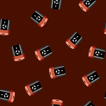 Seamless pattern Recycling container for used battery disposal 스톡 일러스트
