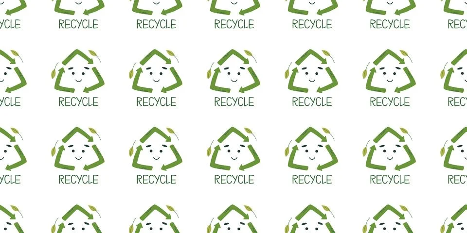 Seamless pattern with recycling symbol Stock Illustration