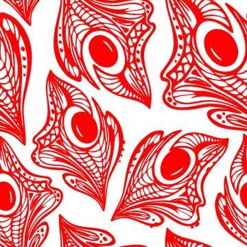 Seamless pattern of red abstract decorative elements on a white background Stock Illustration