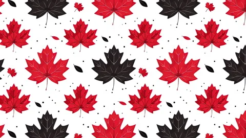 A seamless pattern of red and black maple leaves Stock Footage 287210693