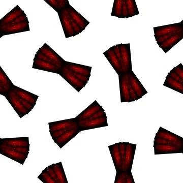 Seamless Pattern with Red and Black Bow on White Background. Stock Illustration