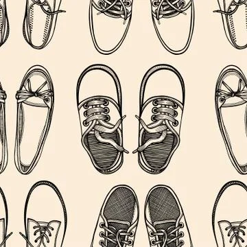 Seamless pattern with red and blue shoes. Stock Illustration